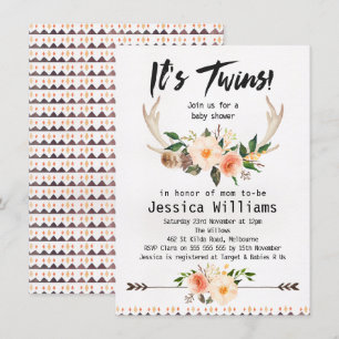 Invitation de baby shower de jumeaux d'andouillers