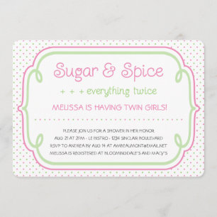 Invitation de baby shower de jumeaux de sucre et