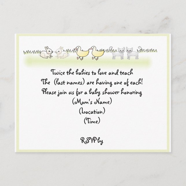 Invitation de Baby shower de jumeaux personnalisés (Devant)