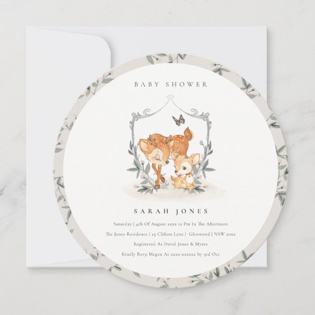 Invitation de Baby shower de la crête florale de l (Devant)