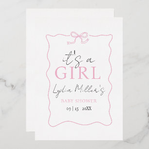 Invitation de Baby shower de la croupe rose, Baby 