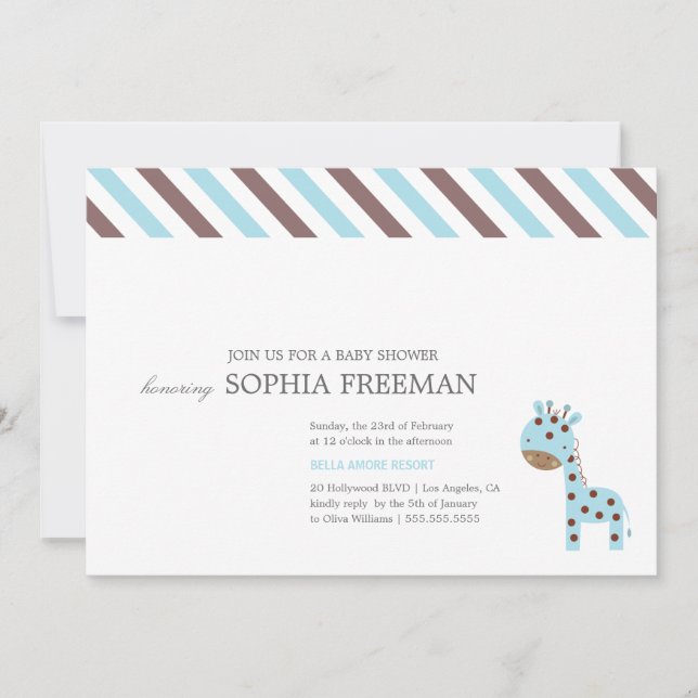 INVITATION DE BABY SHOWER DE LA GIRAFE %PIPE% (Devant)
