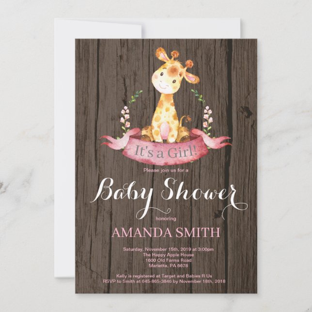 Invitation de Baby shower de la Girafe russe (Devant)