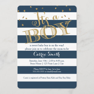 Invitation de Baby shower de la Glam Navy Rugby St