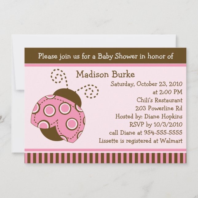 Invitation de Baby shower de la moisissure rose et (Devant)