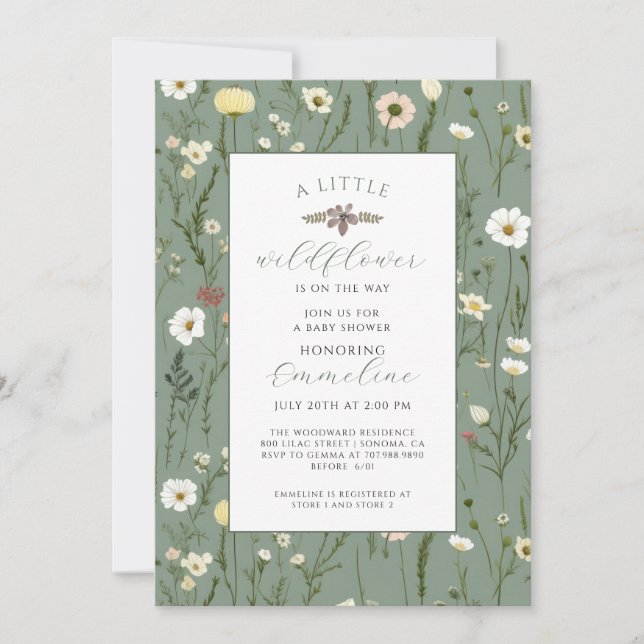 Invitation de Baby shower de la petite fille Fleur (Devant)