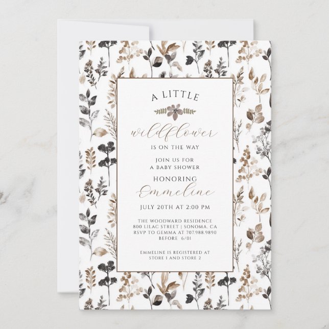 Invitation de Baby shower de la petite fille Fleur (Devant)