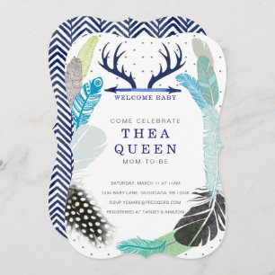 Invitation de Baby shower de la plume de Boho