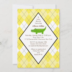 Invitation de Baby shower de l'alligator de Preppy