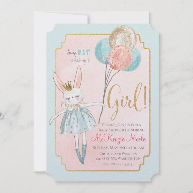 Invitation De Baby shower De Lapin (Devant)