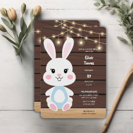 Invitation de Baby shower de lapin blanc rustique