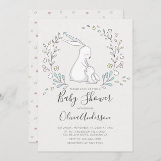 Invitation de Baby shower de lapin mignon