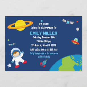 Invitation de baby shower de l'espace d'astronaute