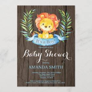 Invitation de Baby shower de Lion Garçon Rustique