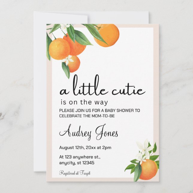 Invitation de Baby shower de Little Cutie modifiab (Devant)