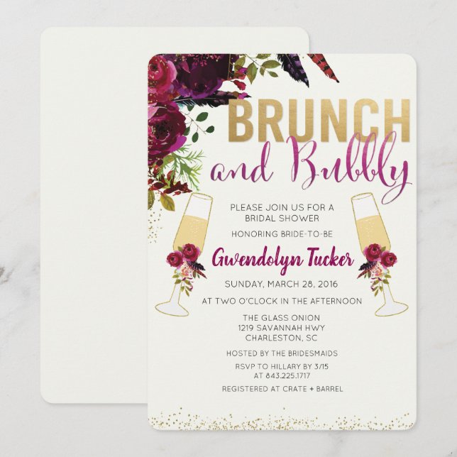 Invitation de Baby Shower de mariage Brunch et Bub (Devant / Derrière)