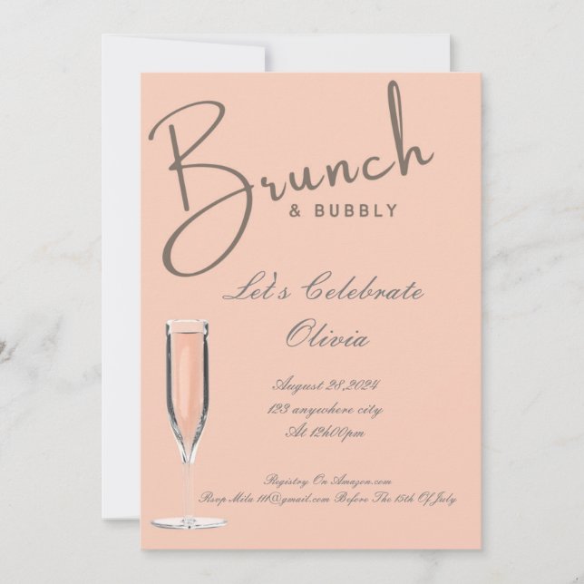 INVITATION DE BABY-SHOWER DE MARIÉE BRUNCH ET BUBB (Devant)