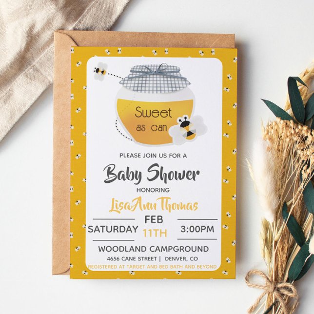 Invitation de Baby shower de miel et d'abeille (Créateur téléchargé)