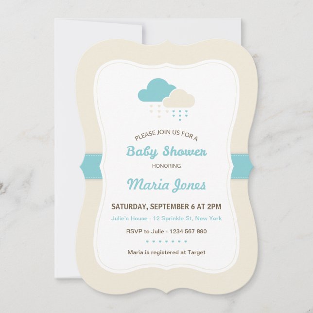 Invitation de Baby shower de nuage Turquoise (Devant)