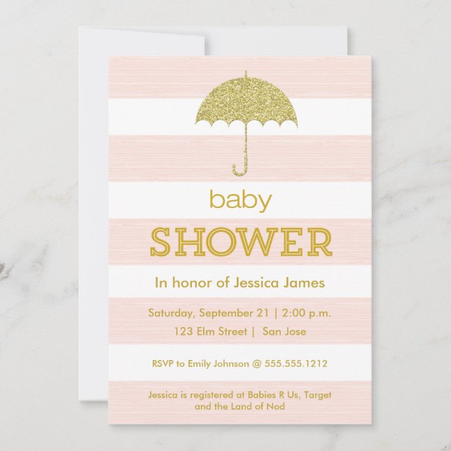 Invitation de baby shower de parapluie de parties (Devant)