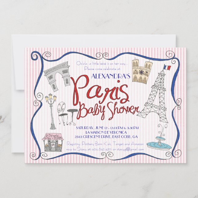 Invitation de baby shower de Paris (Devant)