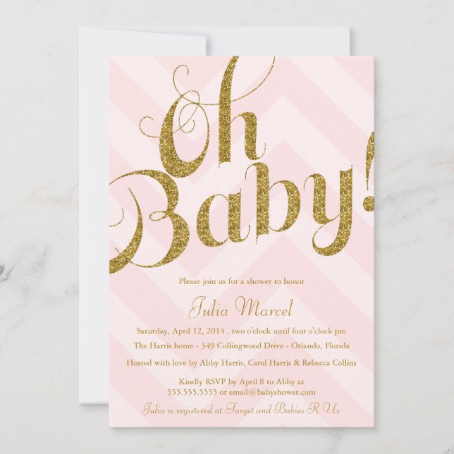Invitation de baby shower de parties scintillantes (Devant)