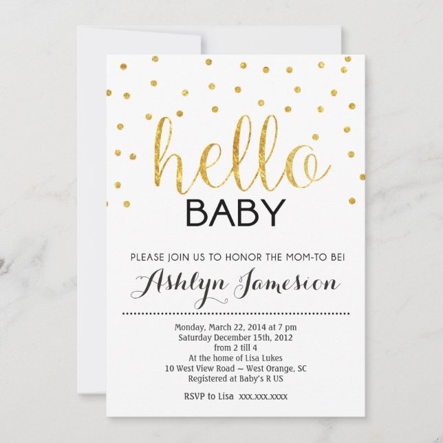 Invitation de baby shower de parties scintillantes (Devant)