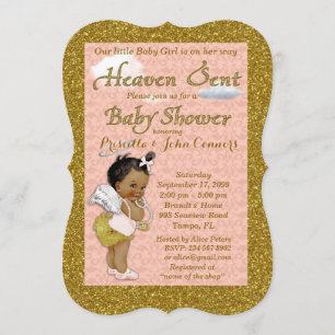 Invitation de baby shower de petite fille, rose,
