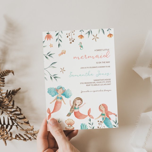 Invitation de Baby shower de petite sirène (Créateur téléchargé)