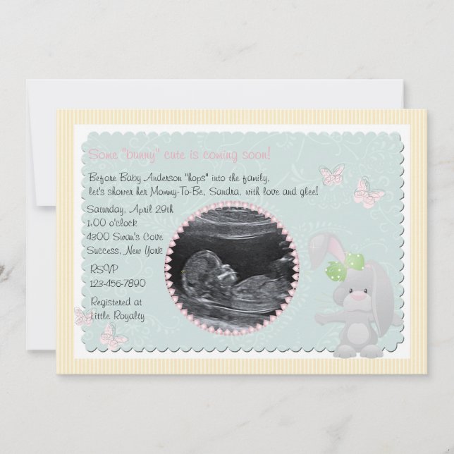 Invitation de baby shower de photo de rose de (Devant)