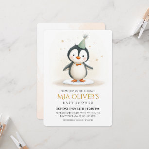 Invitation de Baby shower de pingouin
