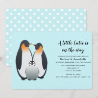Invitation de Baby shower de pingouin mignon