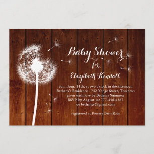 Invitation de baby shower de pissenlit - bois