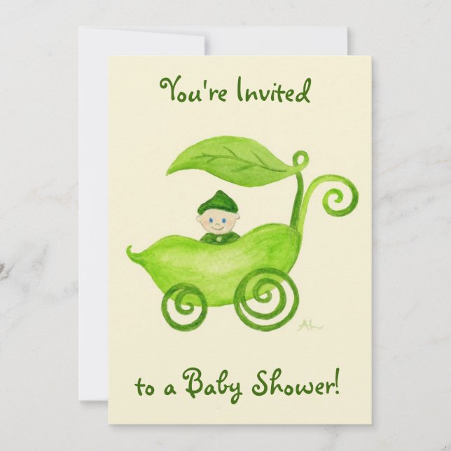 Invitation de baby shower de pois doux (Devant)