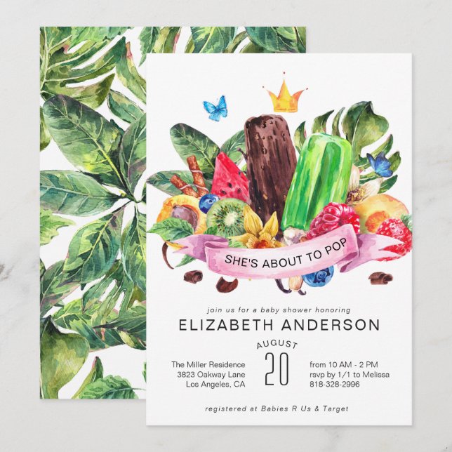 Invitation de Baby shower de Popsicle d'été (Devant / Derrière)