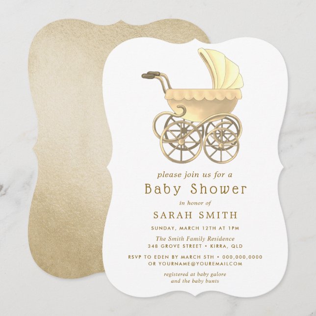 Invitation De Baby shower De Poussette Ou De Pouss (Devant / Derrière)