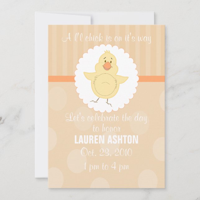 Invitation de baby shower de poussin de L'l (Devant)