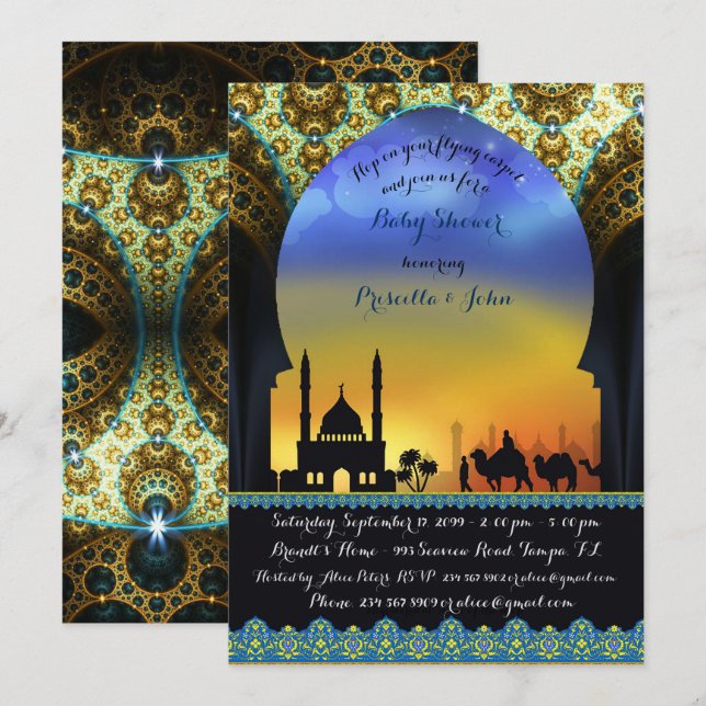 Invitation de baby shower de prince mille et une (Devant / Derrière)