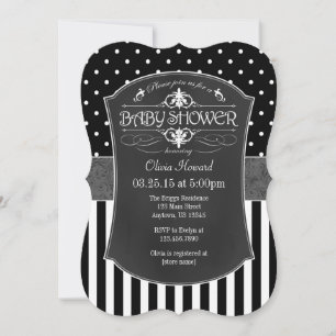 Invitation de Baby shower de rayures de tableau no