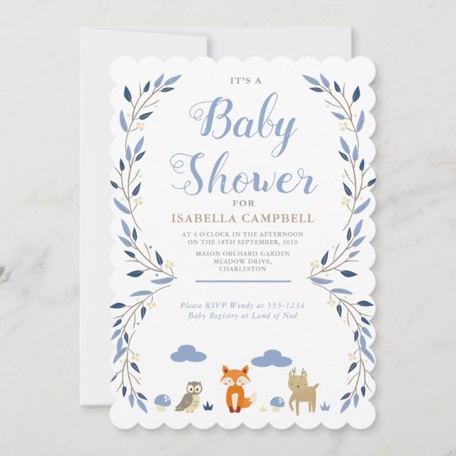 Invitation de baby shower de région boisée (Devant)
