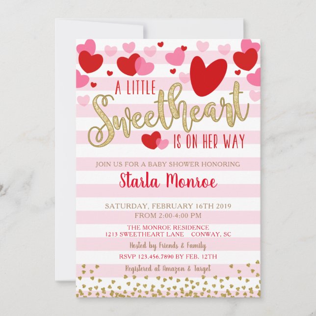 Invitation de Baby shower de Saint Valentin (Devant)