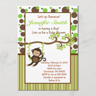 Invitation de baby shower de singe de jungle