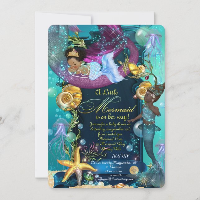 Invitation de Baby shower de sirène, Baby shower d (Devant)