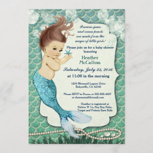 Invitation de baby shower de sirène pour la fille