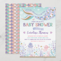 Invitation de baby shower de sirène sous la partie
