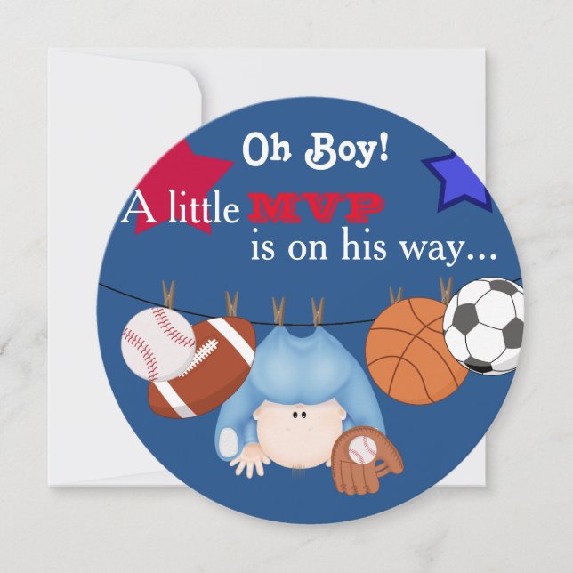 Invitation de baby shower de sports de garçons (Devant)