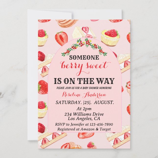 Invitation de Baby shower de sucre Berry (Devant)