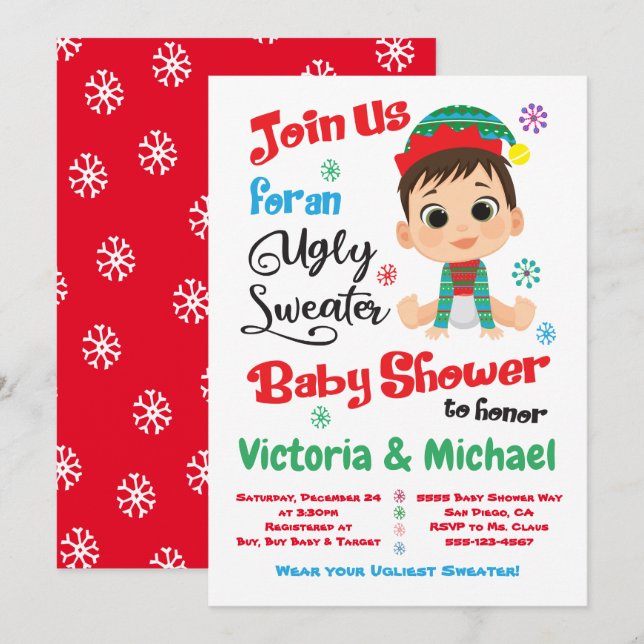 Invitation de Baby shower de sucre laid (Devant / Derrière)