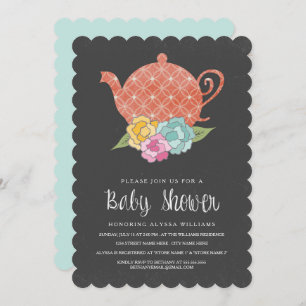 Invitation de baby shower de théière de tableau