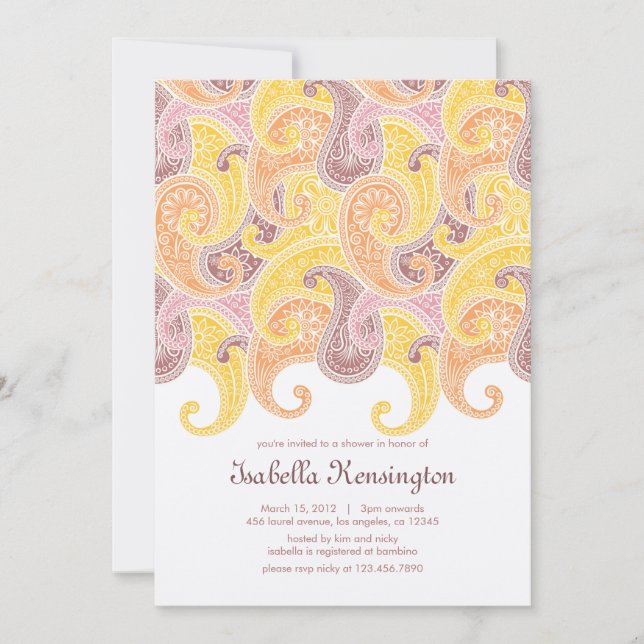 Invitation de Baby shower de tourbillons doux (Devant)